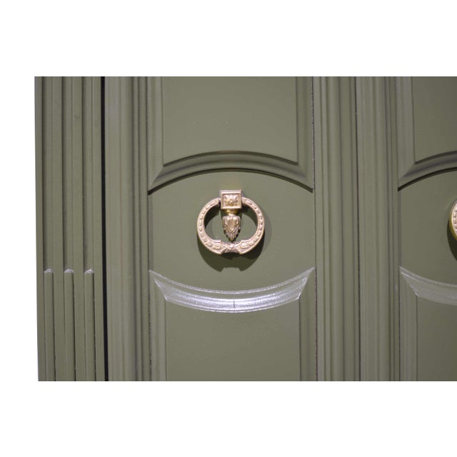 Mid 20th Century Mid Century Transitional Highboy Dresser in Olive Green - Newly Painted For Sale - Image 5 of 14