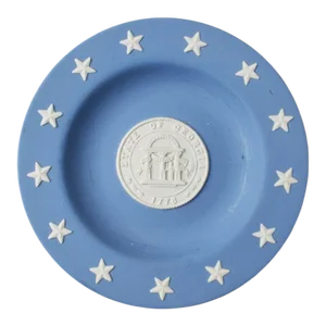 State of Georgia Jasperware Collectible Plate in Blue and Cream by Wedgwood