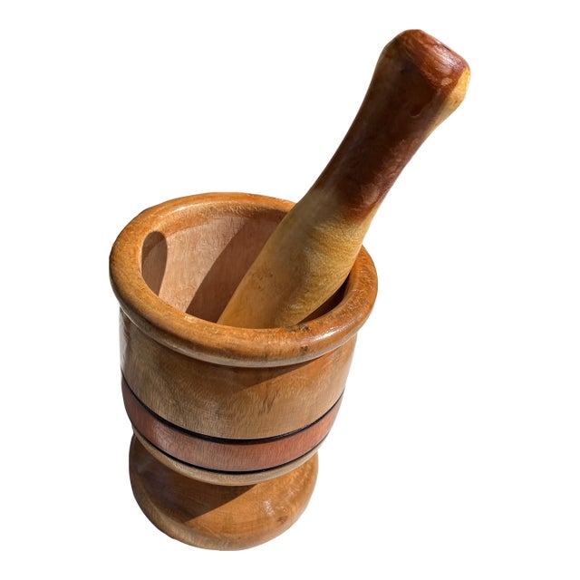 Vintage Wooden Mortar and Pestle For Sale