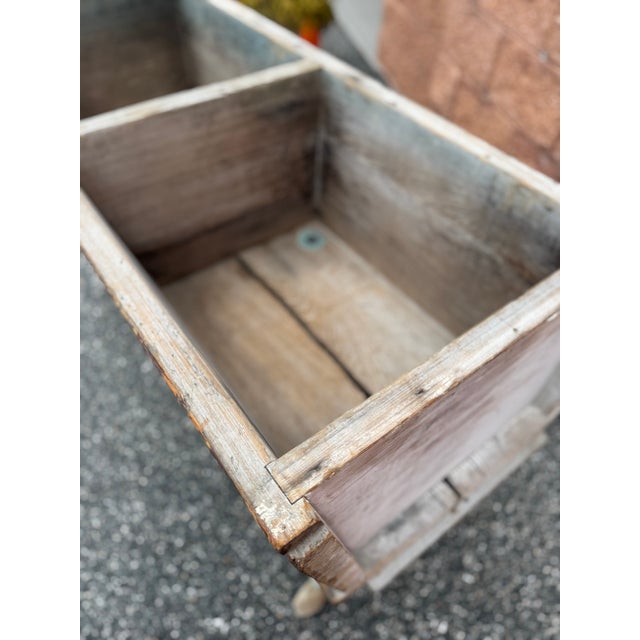 Rustic wooden antique ice box, versatile piece, can also be used for feed, as a planter, or console. Divided storage,...