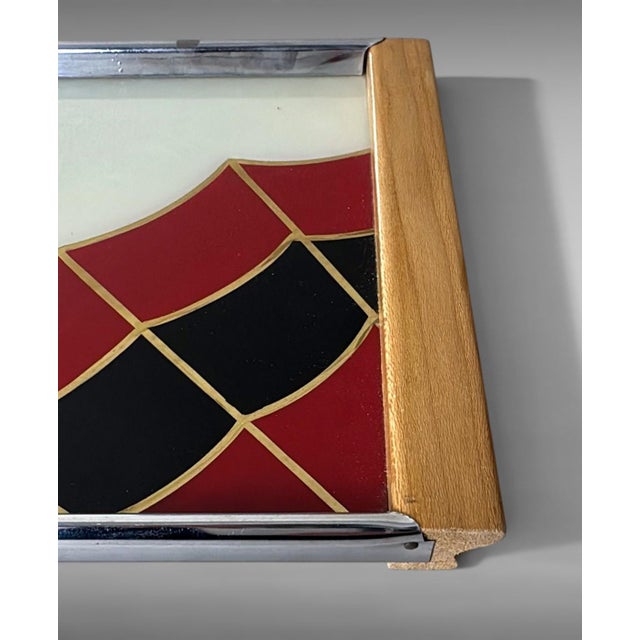 Art Deco French Opaline Glass Tray With Reverse-Painted Decoration For Sale - Image 9 of 17