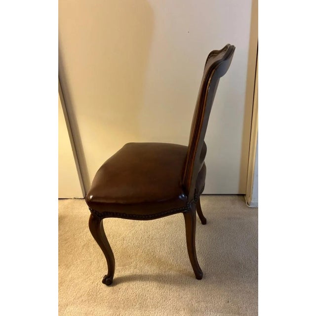 Late 20th Century Elegant Late 20th Century Gabriel Victor Leather Upholstered Side Chair With Nailhead Trim For Sale - Image 5 of 12