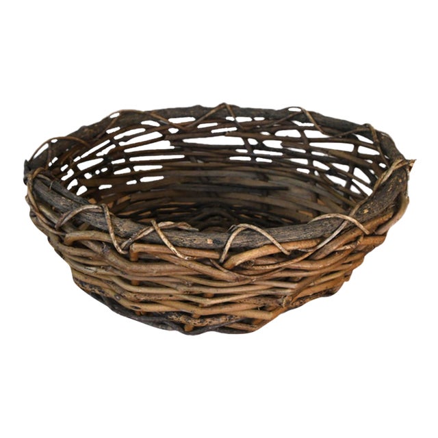 Vintage Handwoven Grapevine Bowl For Sale