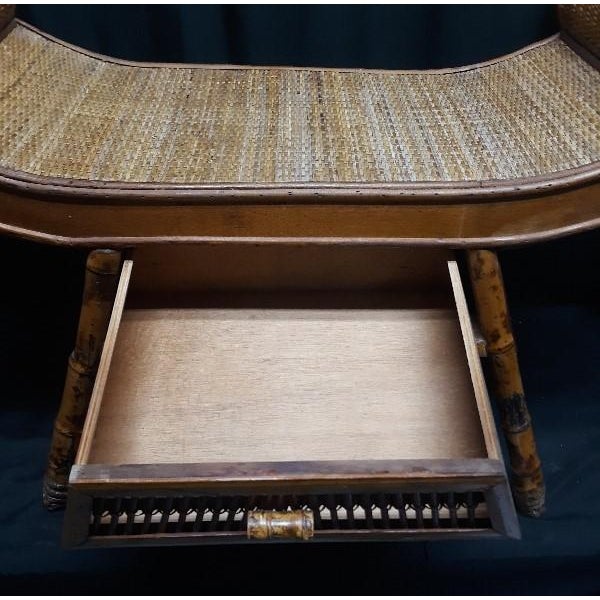 1940s Burnt Bamboo & Rattan Egyptian Revival Style Bench Chairish