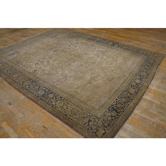 Beautiful Gray Background Color With a Foliate Pattern Antique Persian Mohtasham Kashan Rug For Sale In New York - Image 6 of 12