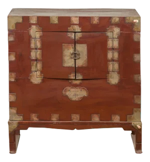 Korean Early 20th Century Side Chest with Traditional Brass Hardware and Legs