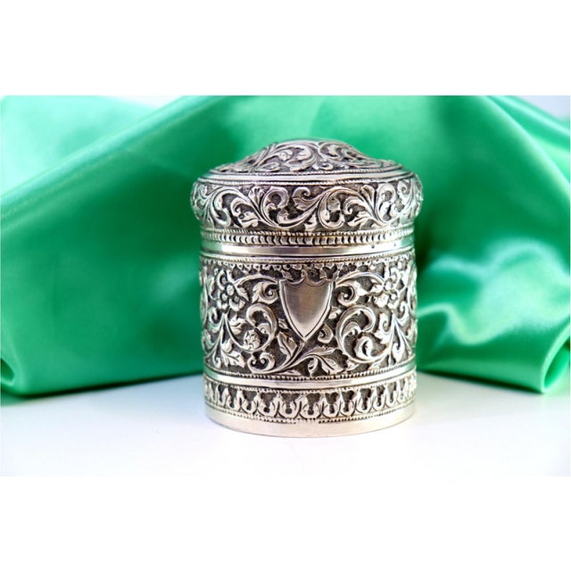 Silver Pot with Floral Reliefs and Monogram Plaque on the Removable Lid For Sale - Image 9 of 9