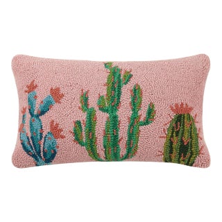Pretty Cactus Hook Pillow, 12" x 20" For Sale