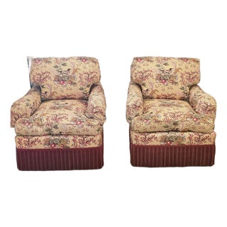 Chintz Upholstered Club Chairs- A Pair For Sale