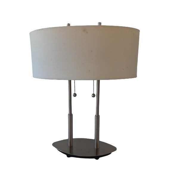 MidCentury Modern Silver Tone Double Bulb Lamp With Pull Chain Chairish