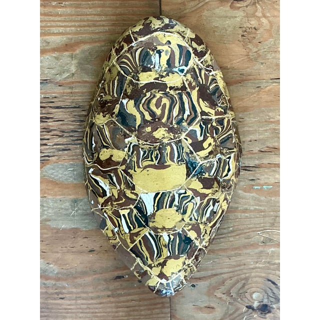 Vintage Italian Scagliola Gilt Tipped Pigmented Plaster Turtle Shell For Sale - Image 4 of 12