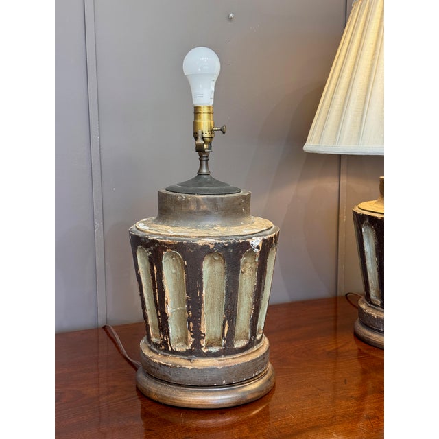 Pair of 19th Century Carved Wood Neoclassical Column Lamps For Sale - Image 11 of 13