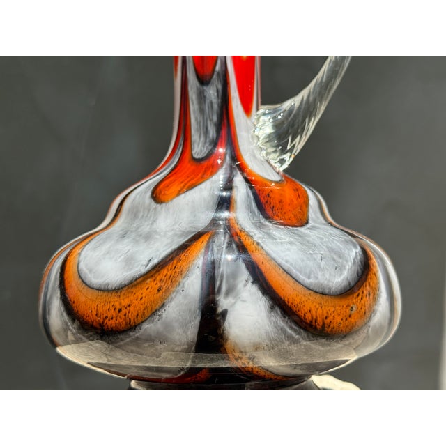 Glass Large Murano Opaline Glass Pitcher Vase by Vetreria Barbieri, Italy, 1970s For Sale - Image 7 of 18
