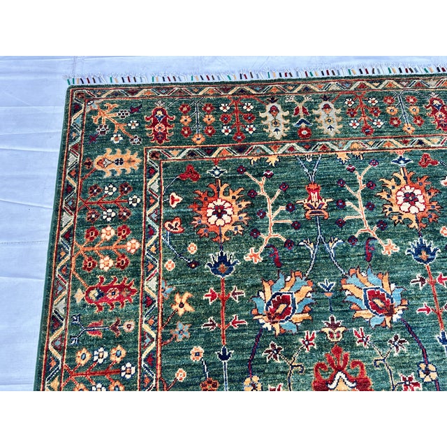 Textile Green Persian Oushak Hand-Knotted Wool Rug - 4'11" X 6'10" For Sale - Image 7 of 10