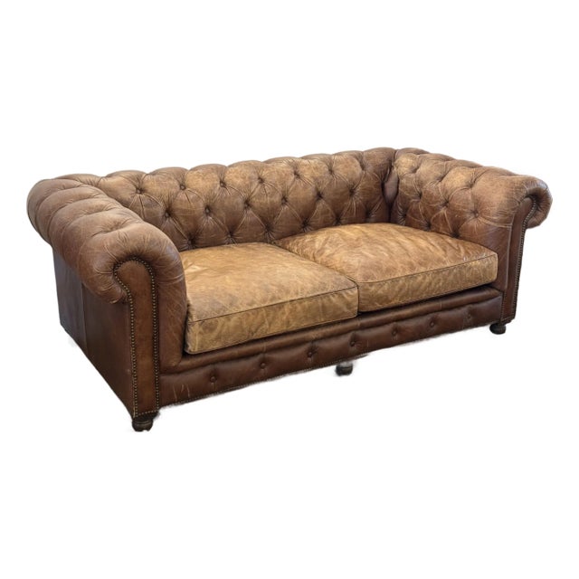 Timothy Oulton for Restoration Hardware Kensington Leather Sofa For Sale