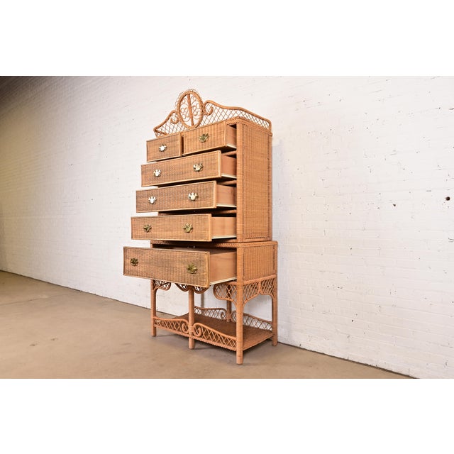 Ralph Lauren Safari Collection Organic Modern Woven Wicker Rattan Highboy Dresser For Sale In South Bend - Image 6 of 16