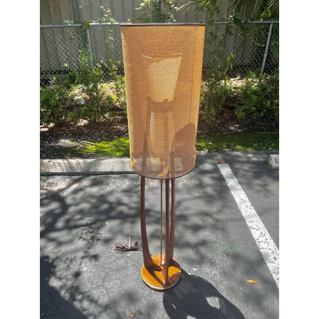 Mid-Century Modern Mid 20th Century Mid Century Modern Modeline ‘Cactus’ Floor Lamp With Carved Wood For Sale - Image 3 of 12
