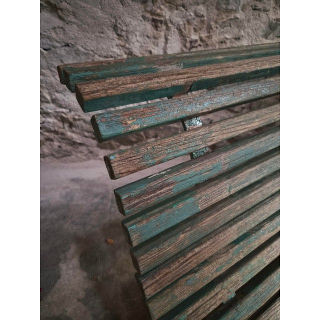 French Garden Bench in Wood and Iron, 1950s For Sale - Image 4 of 18