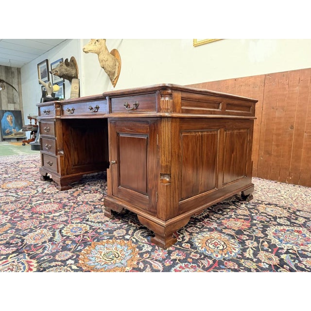 English Classic Chesterfield Partnerdesk Desk For Sale - Image 6 of 18