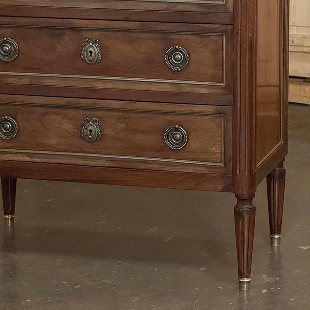 French Louis XVI Mahogany Marble Top Commode For Sale - Image 9 of 16