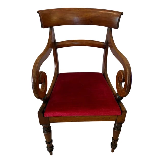Antique Willian IV Mahogany Desk Chair, 1840 For Sale