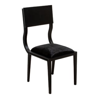 Upholstered Hide Chair in Black Oak by R&y Augousti For Sale