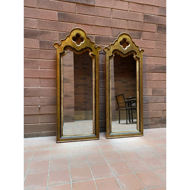 Mid 20th Century Mid Century Tall Arched Gilded Moroccan Wall Mirrors - A Pair For Sale - Image 5 of 5