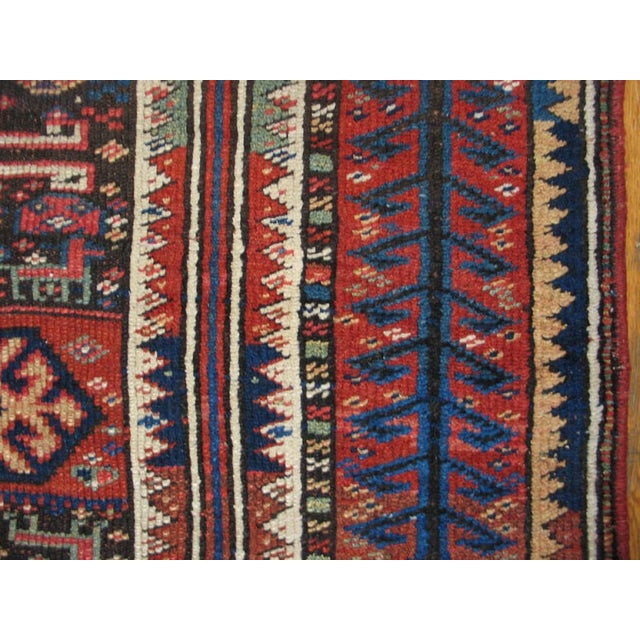 1890s Multicolor Geometric Tribal Antique Persian Kurdish Rug 4'6" X 7'8" Handknotted Wool Carpet For Sale In New York - Image 6 of 6