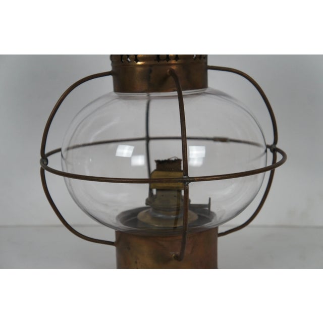 Antique Sherwood & Wedge British Nautical Maritime Brass Onion Ship Oil Lanterns - a Pair For Sale - Image 12 of 12