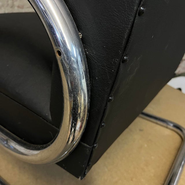 Tubax Armchair in Black Faux Leather For Sale - Image 16 of 17