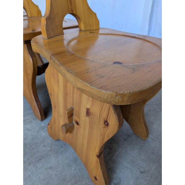 Vintage Tyrolean Wooden Heart Cut-Out Backrest Farmhouse Chair, 1970s, Set of 3 For Sale - Image 9 of 18