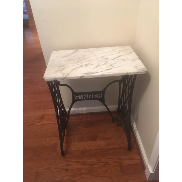 Marble Top Singer Sewing Machine Table Chairish