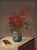 George Cope (American, 1855-1929), Still Life Scene of Red Roses in a Blue and White Vase and a Book, Oil on Canvas, 1906,...