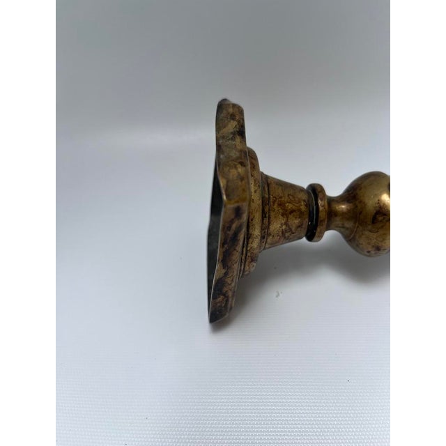 Brass Antique Brass Candlestick For Sale - Image 8 of 9