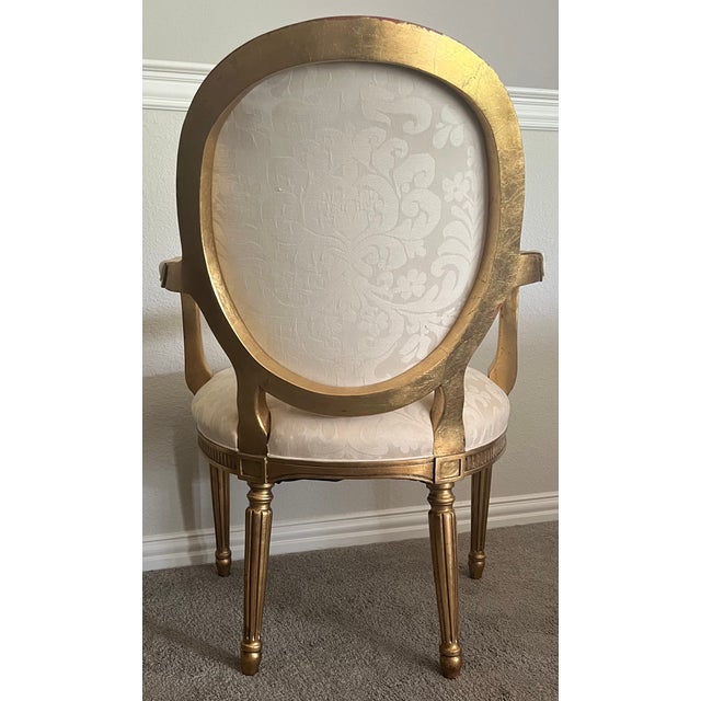French Hickory Chair French Arm Chair - Gold Metal Leaf With Red Undertone For Sale - Image 3 of 11