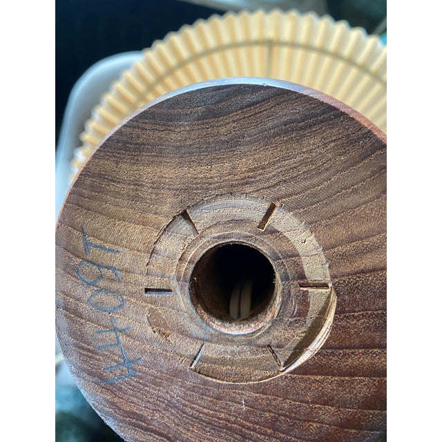 Nordiska Kompaniet Mid-Century Swedish Table Lamp with Teak Base and Ruffled Plastic Shade from Nordiska Kompaniet, 1960s For Sale - Image 4 of 11