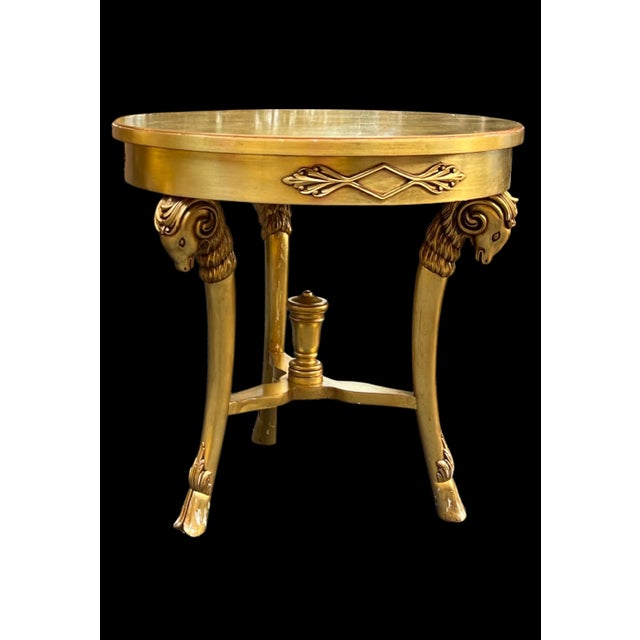 Mid 20th Century Mid-Century Neo-Classical Style Italian Carved Giltwood Side Tables W/ Rams - Pair For Sale - Image 5 of 6