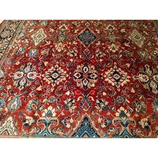 Vintage Persian Mahal Sultanabad Rug, Hand-Knotted Wool, Geometric Pattern, Red & Blue, 9x13 For Sale In Chicago - Image 6 of 11