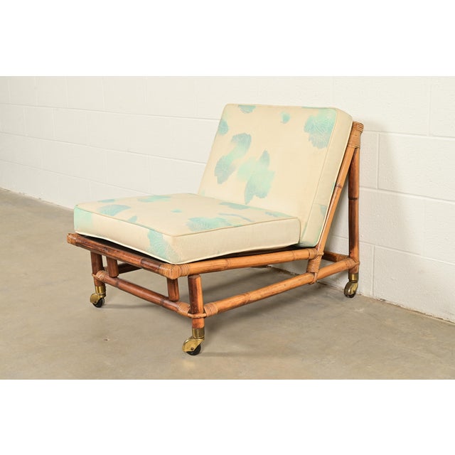 Ficks Reed John Wisner for Ficks Reed Mid-Century Hollywood Regency Bamboo Rattan Lounge Chair, 1950s For Sale - Image 4 of 16