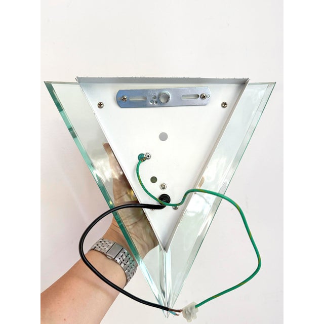 Vintage Postmodern Acrylic and Metal White Triangular Wall Lamp by Happy Light, 1980s For Sale - Image 13 of 17