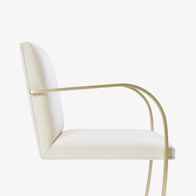 Mid 20th Century Brno Flat-Bar Chairs in Crème Velvet, Brushed Brass For Sale - Image 5 of 10