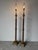 Hollywood Regency Vintage Neoclassical Style Brass & Leather Column Floor Lamps — A Pair For Sale - Image 3 of 12