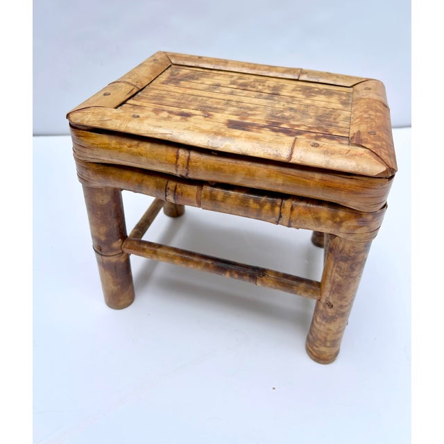 Wood Burnt Tortoise Rattan Bamboo Plant Stand For Sale - Image 7 of 7