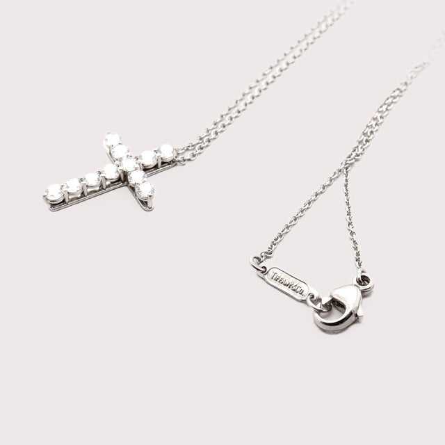 Tiffany & Co. Platinum & Diamond Pendant Cross 16-Inch Necklace For Sale - Image 12 of 18