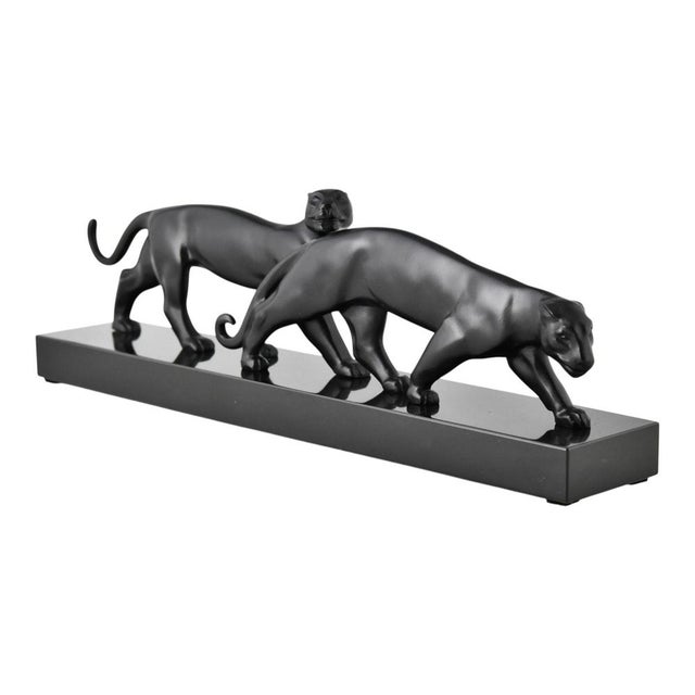 Luc Alliot, Art Deco Panthers Sculpture, 1930, Bronze on Marble Base For Sale - Image 3 of 13