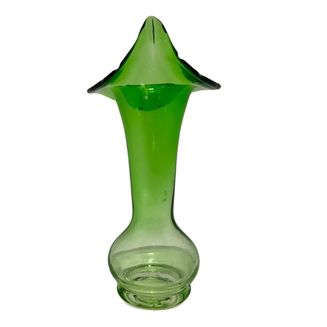Green Jack in the Pulpit Vase - 8" Hand Blown Glass For Sale - Image 4 of 9