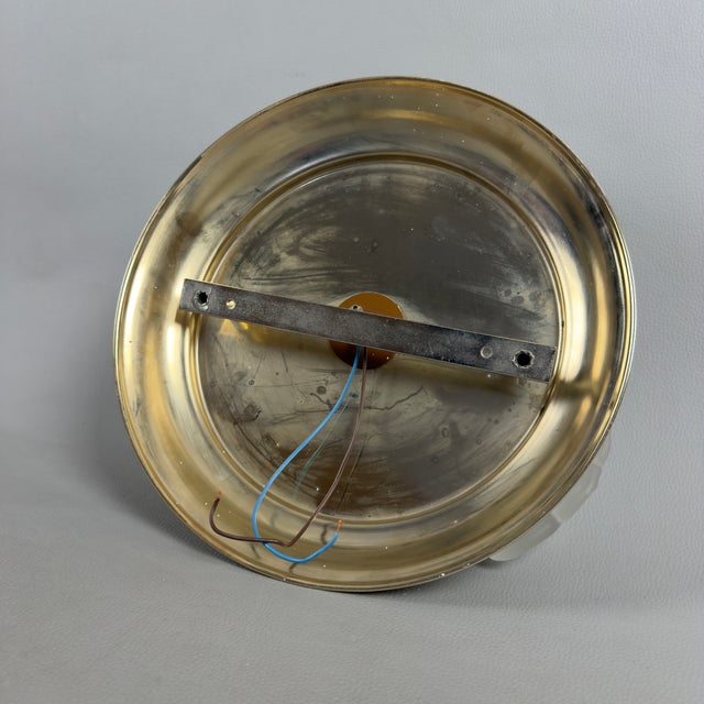 Vintage Ceiling Lamp in Polished Brass Leaves and Satin Glass, 1970s For Sale - Image 9 of 12