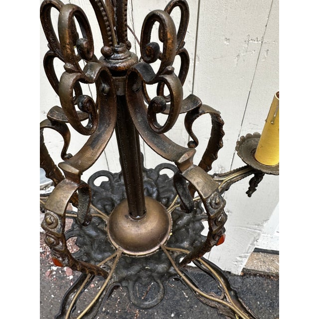 Vintage 1930s Five Arm Brass Deco Fixture For Sale - Image 4 of 12