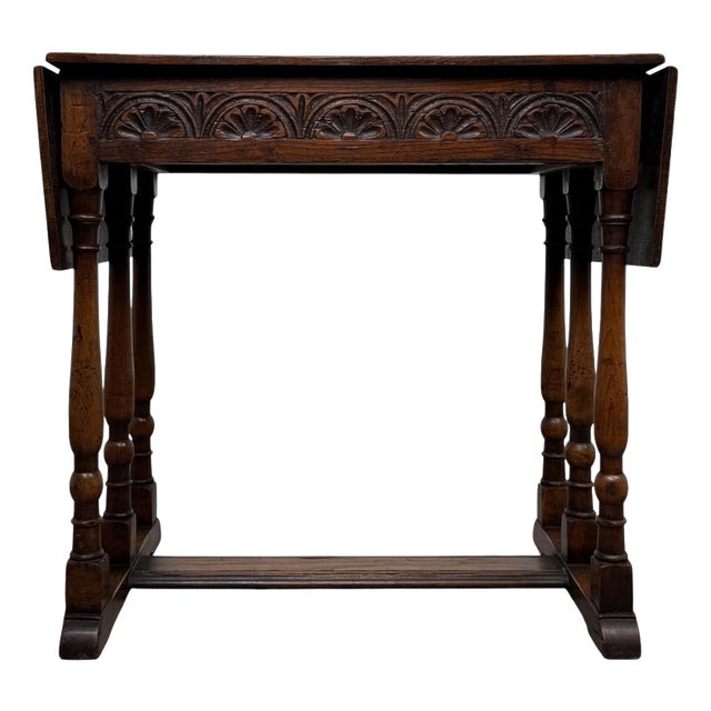20th Century English Oak Drop-Leaf Side Table For Sale