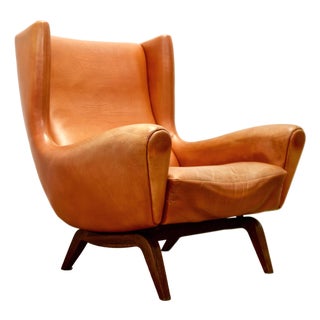 1950s Model No. 110 Leather & Rosewood Armchair, Attributed to Søren Willadsen & Illum Wikkelsø For Sale